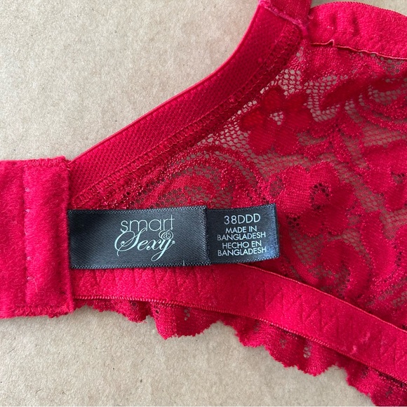 Smart & Sexy Signature Lace Unlined Underwire Bra Plus Size 38DDD Lingerie Red - Picture 7 of 11